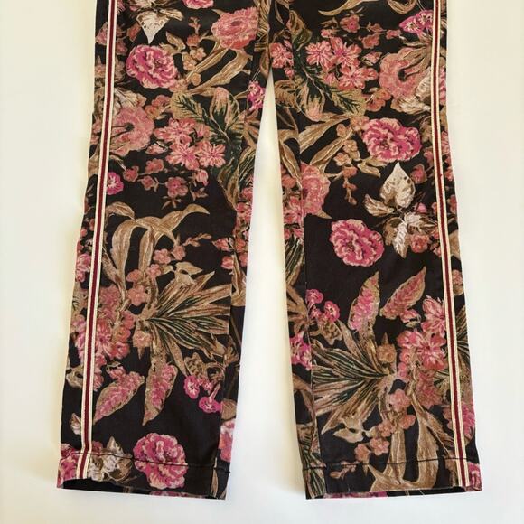 Chino x Anthropologie Relaxed Floral Printed Side Stripe Chino Ankle Pants 26 - Picture 8 of 12